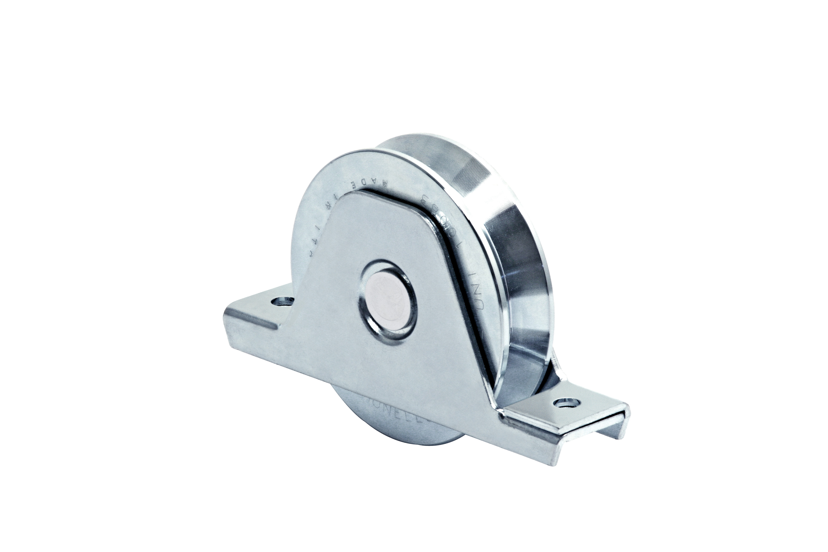 RODA COM SUPORTE INTERIOR, 2 ROLAMENTOS, CANAL EM V Ø157