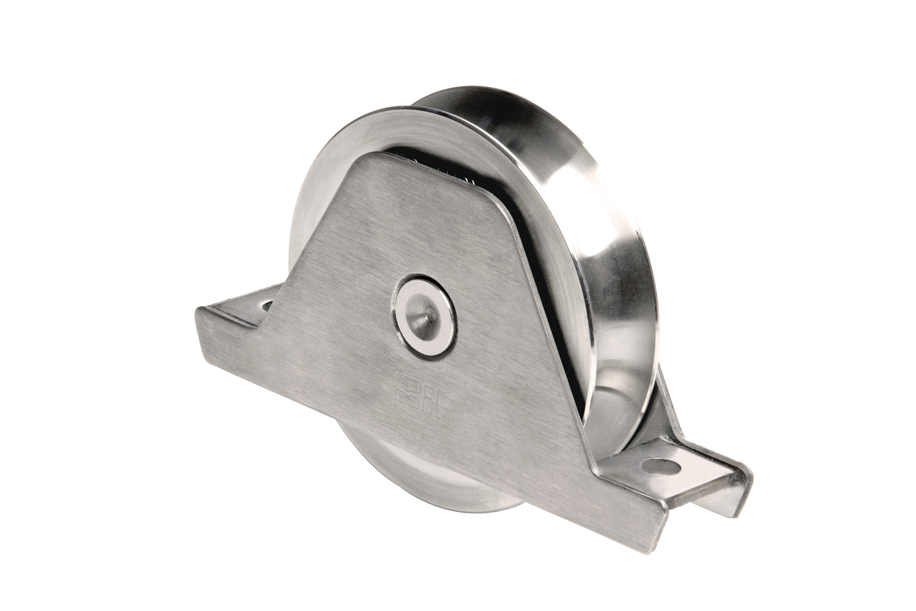 RODA C/ SUPORTE INTERIOR, 1ROLAMENTO, CANAL SEMI-REDONDO INX
